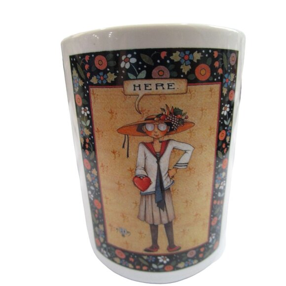 Heart in Hand Here Vintage Mug MK Ink Mary Englebreit GUC Flaw - Picture 3 of 9